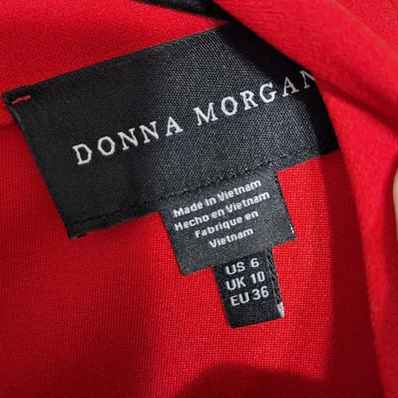 Donna Morgan Red Knee-Length Dress Twist Neckline Short Sleeve A-Line - Picture 4 of 7